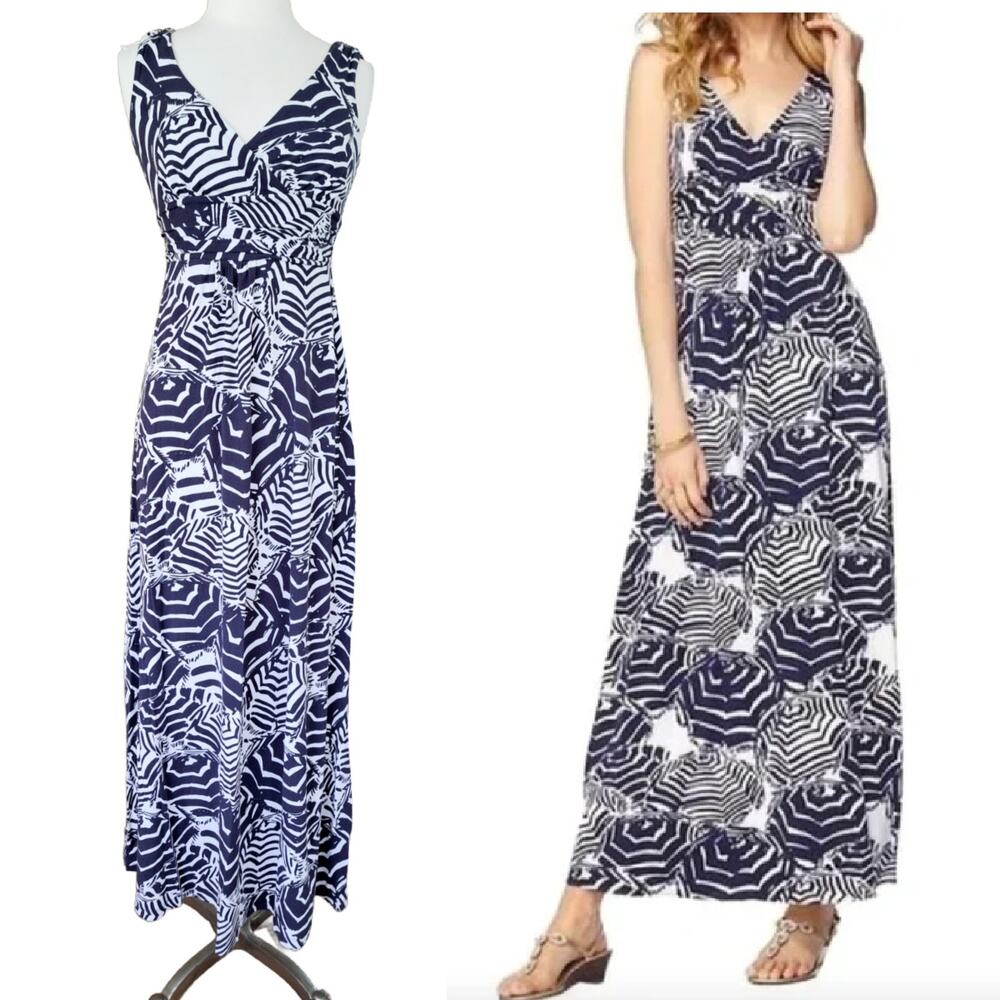 Lilly Pulitzer Sloane Maxi Dress Navy Blue White Oh Cabana Boy Size Small
